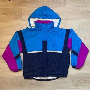 Spring Jacket Retro Blue Purple Windbreaker Zip Up Head Unisex